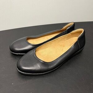 Naturalizer  Flexy Black Leather Flats Leather Slip On Ballet Size 10W Wide